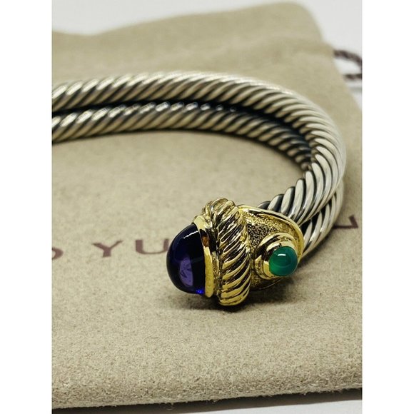 David Yurman Renaissance Double Cable Cabochon Amethyst & Green Onyx 14k 18K 925 - Picture 2 of 12